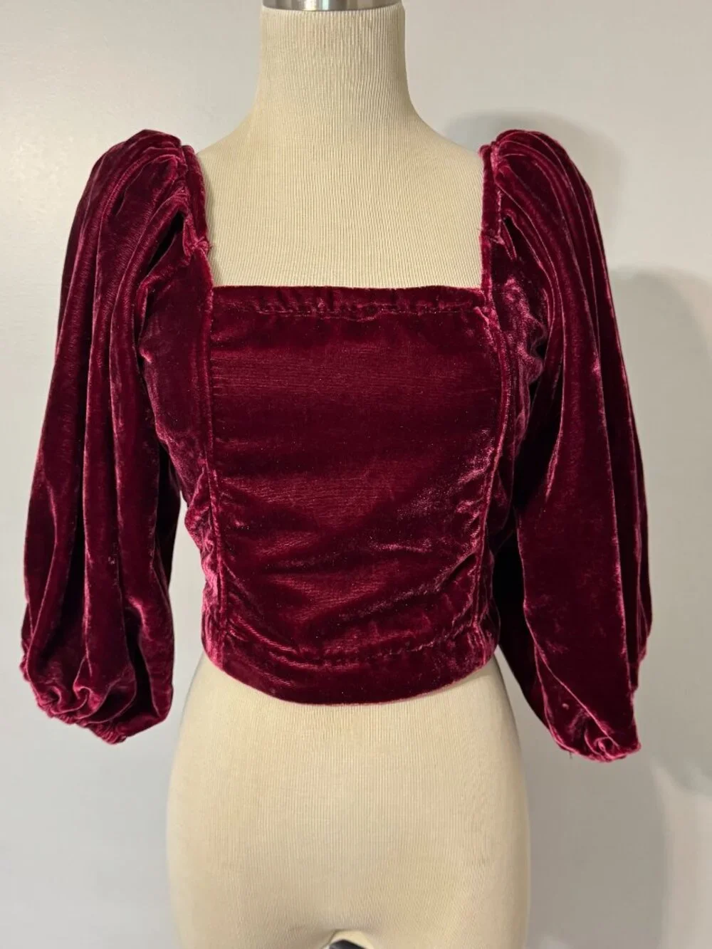 FREE PEOPLE Marie Velvet Open Back Top in Queen Pomegranate